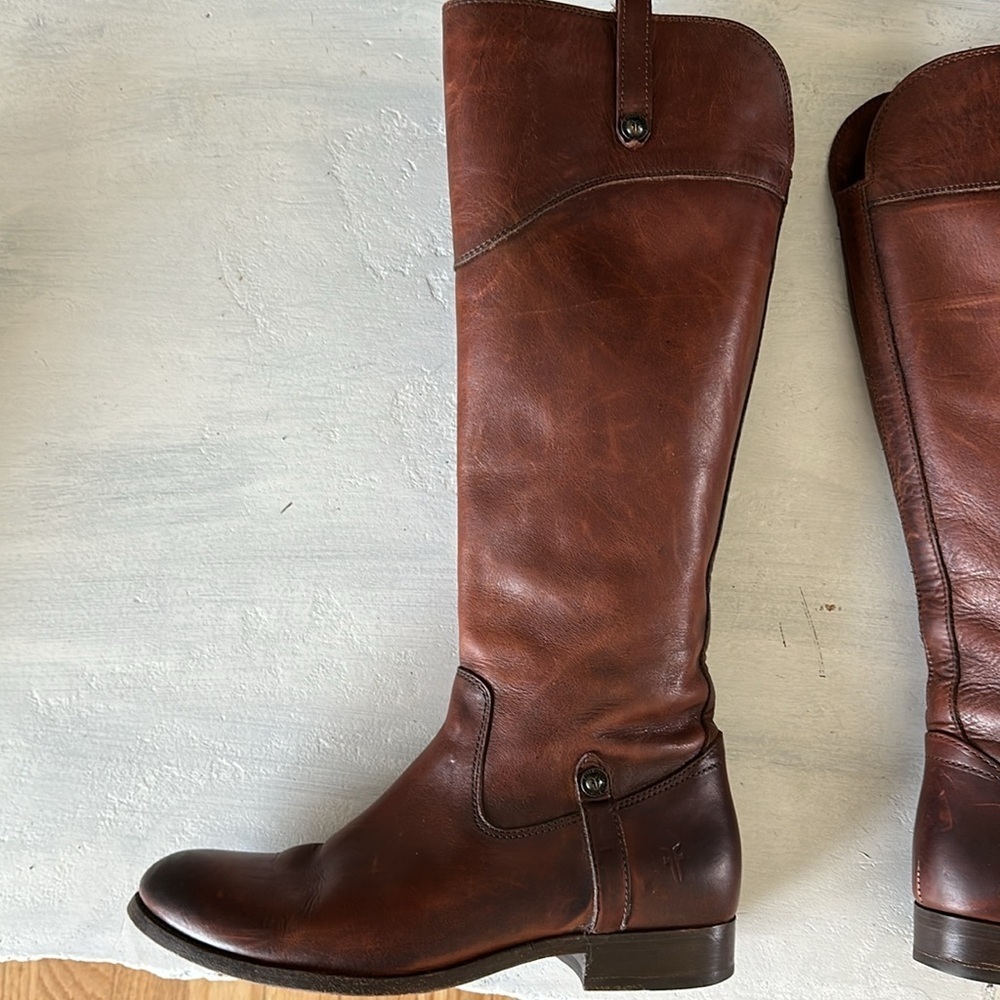 Frye 4001 Buttery Soft Leather Round Toe Tall Riding Boots 8.5 Inside Zipper - Picture 10 of 16